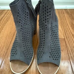 Toms Gray Perforated Ankle Booties